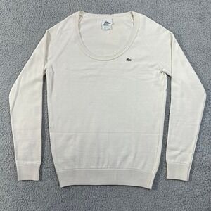 Lacoste Women's Cream Cotton Scoop Neck Sweater Size L(US) / 10(EU)‎ VTG NWT